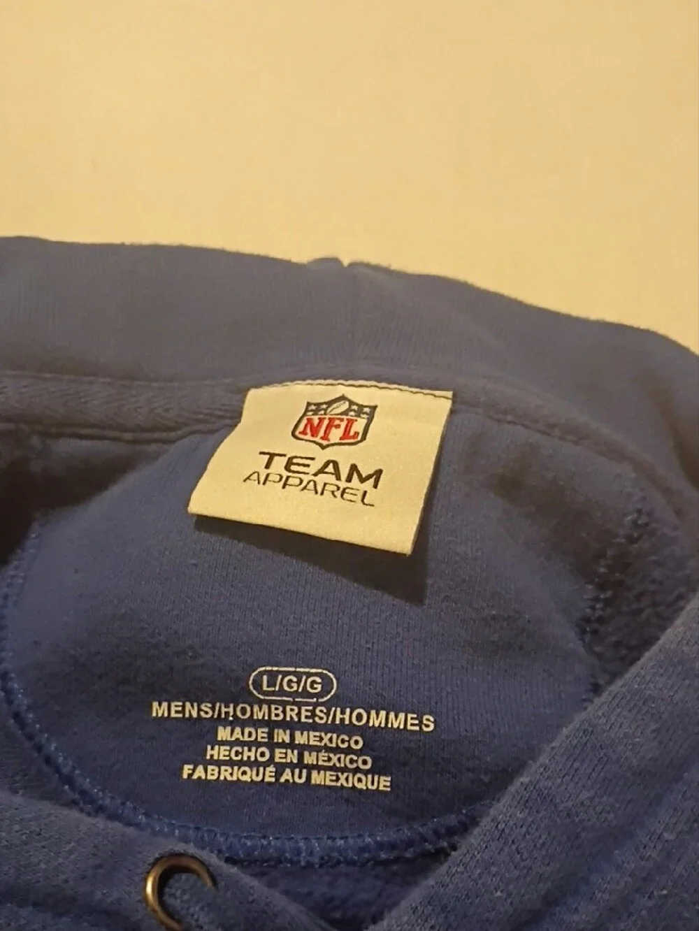 NFL Blue New York Giants Crewneck Hoodie with Red & White Textured Logo Med Weig